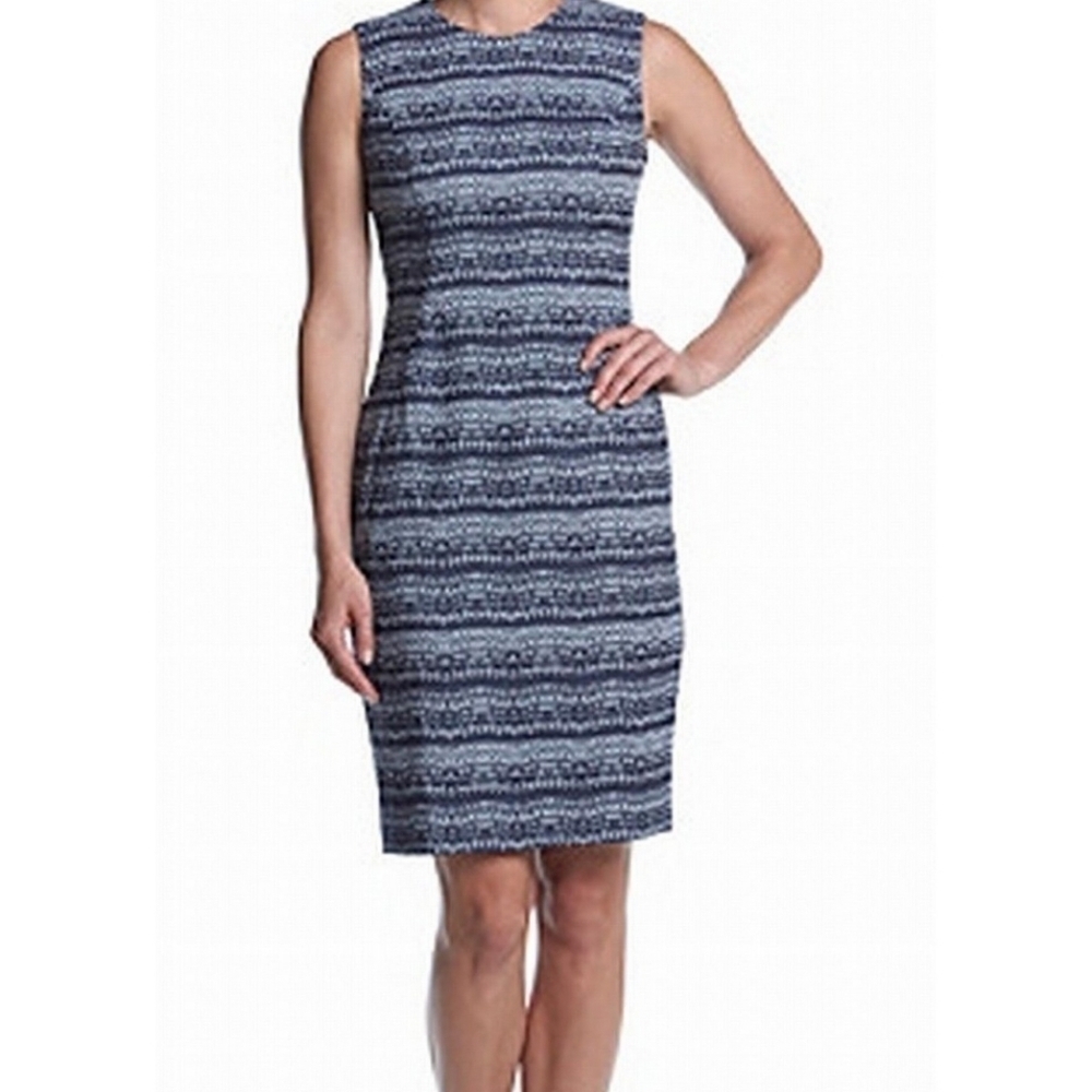NEW Tommy Hilfiger Indigo Sleeveless Print Sheath Dress